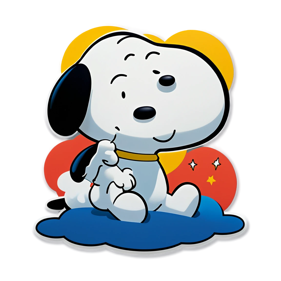 Snoopy at the sunset, snoopy cartoon sticker, snoopy sticker