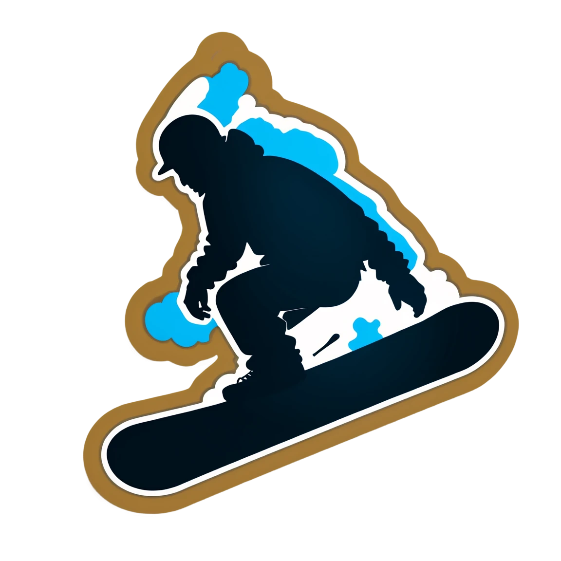 Snowboard sticker with a silhouette of a snowboarder