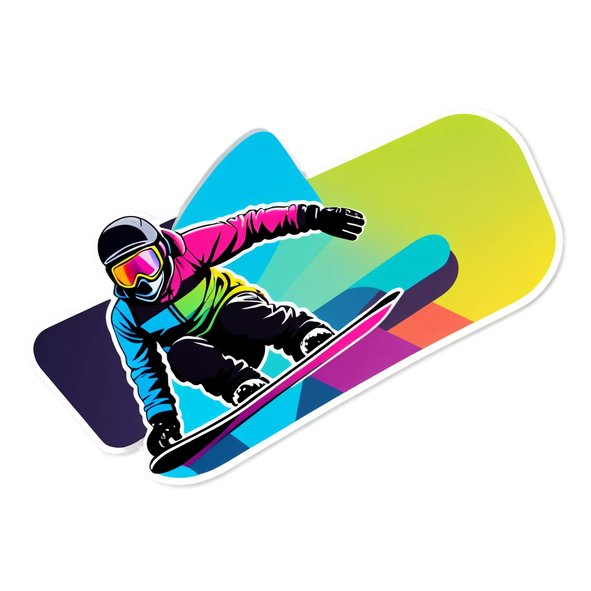 Snowboard sticker with neon colors