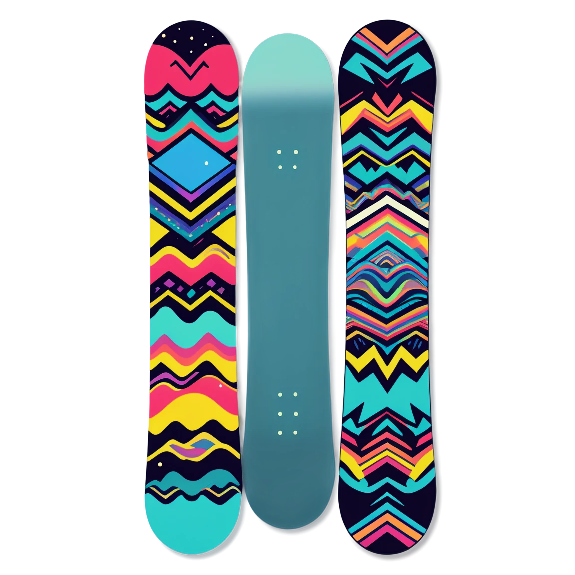 Snowboard sticker with colorful abstract patterns