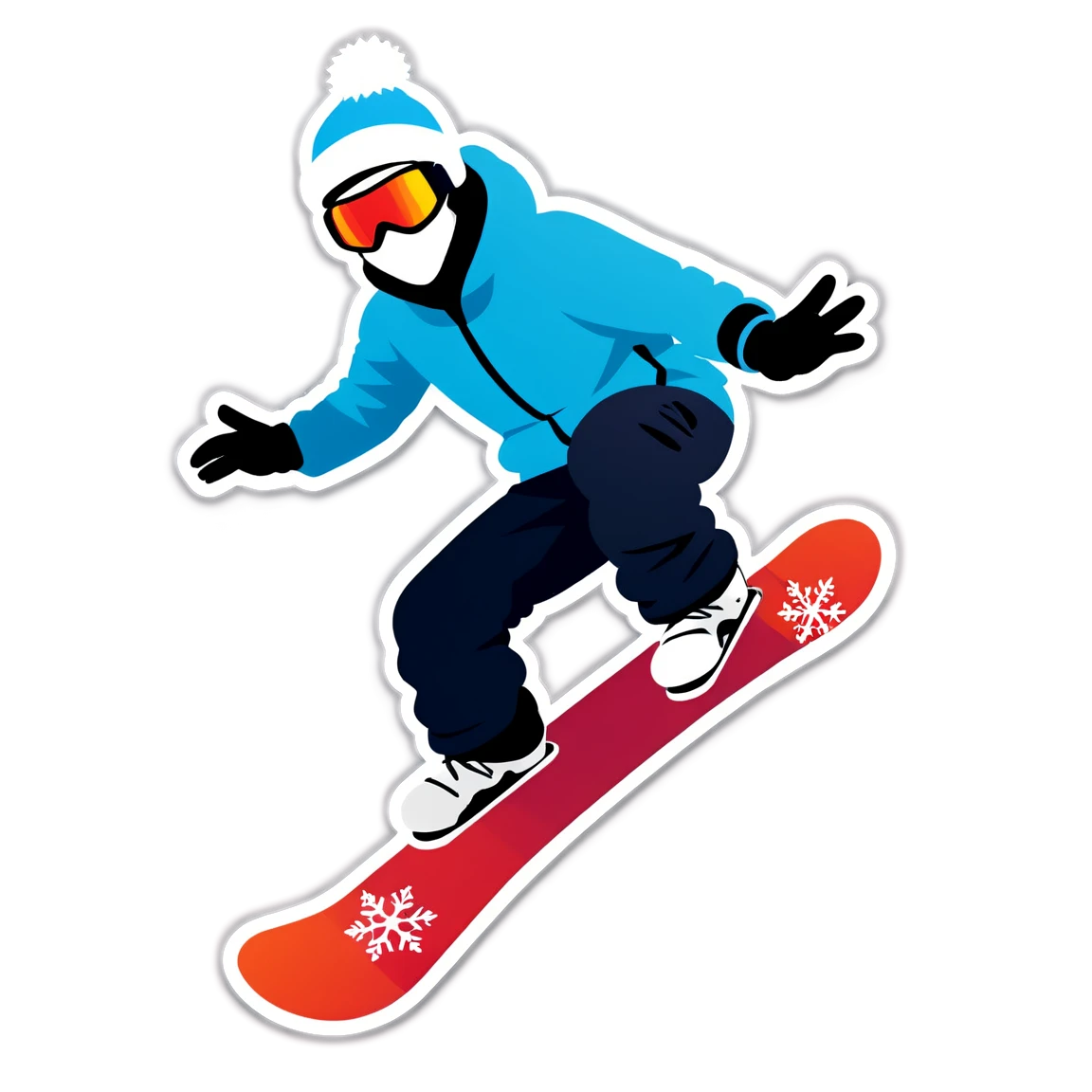 Snowboard sticker with snowflakes