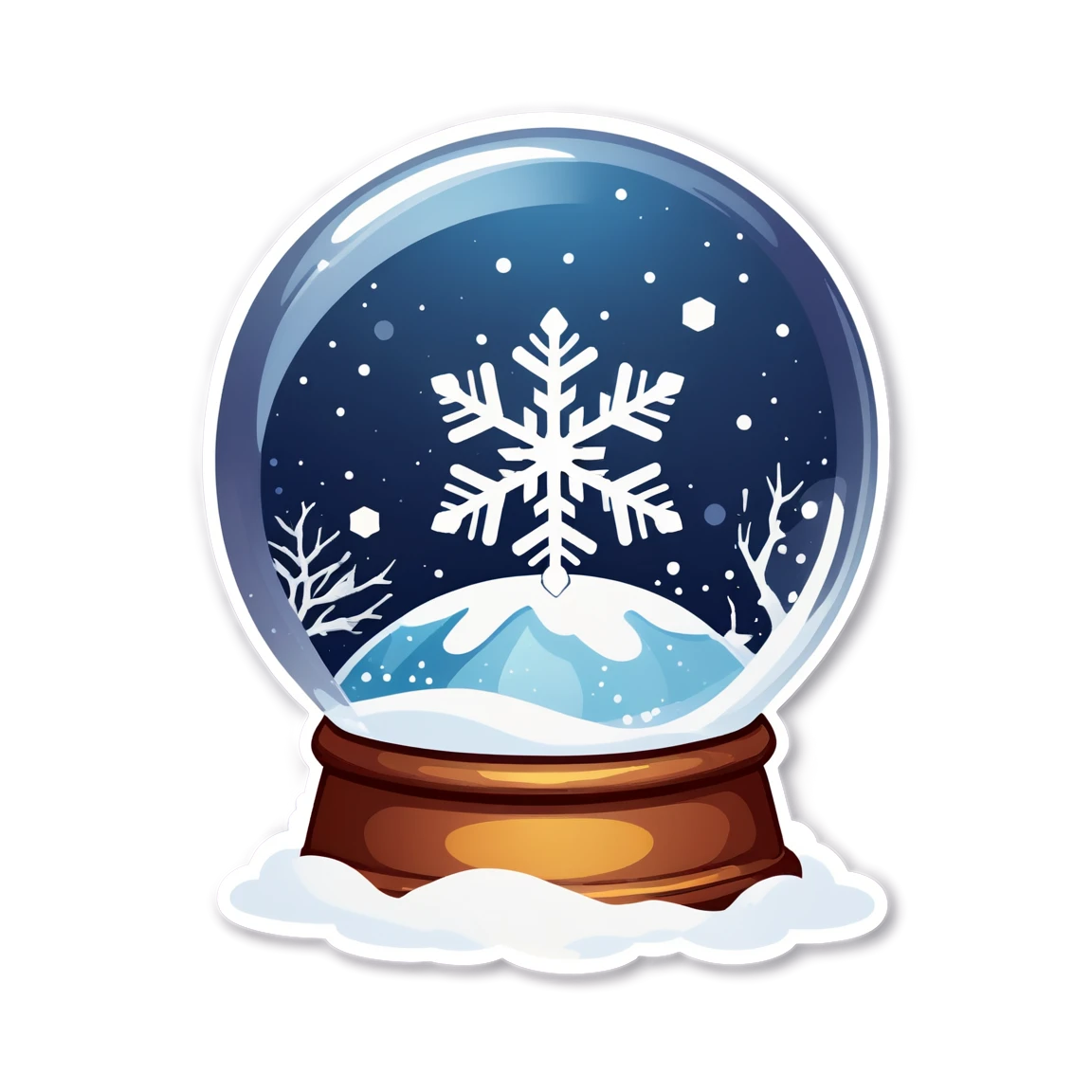 Snowflake in a snow globe, snowflake sticker