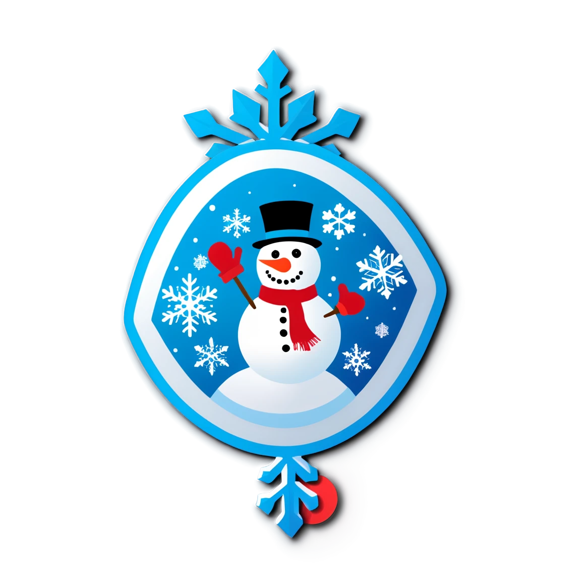 Snowflake with a snowman, snowflake sticker