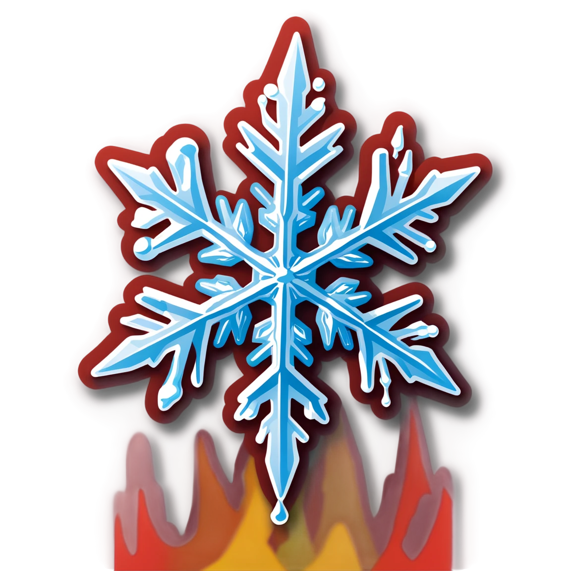 Snowflake with icicles, snowflake sticker