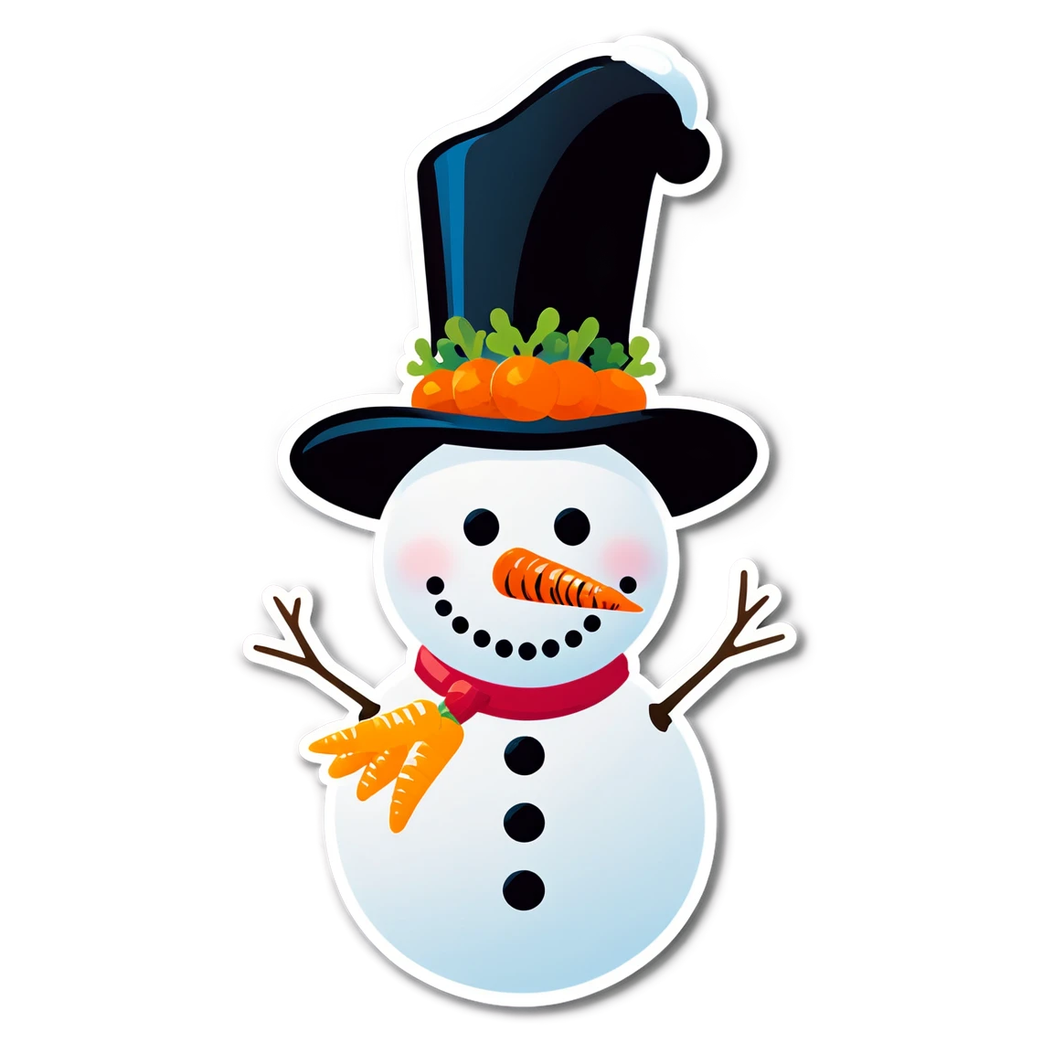 Snowman with carrot nose, snowman sticker