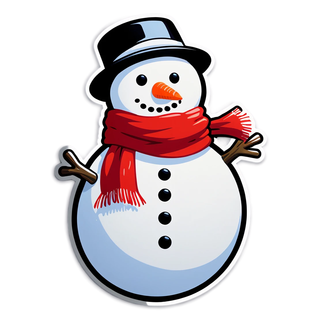 Snowman with red scarf, snowman sticker