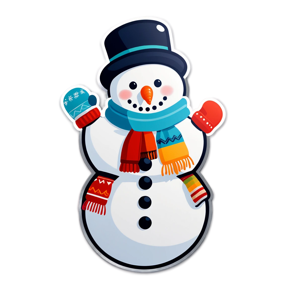 Snowman wearing mittens, snowman sticker