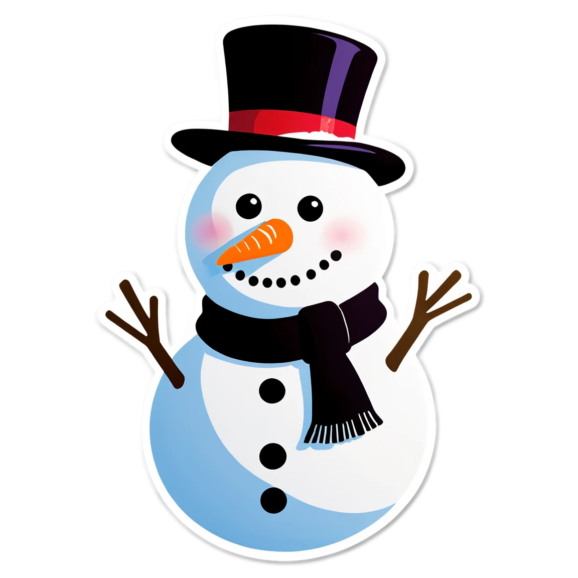 Snowman wearing hat, snowman sticker