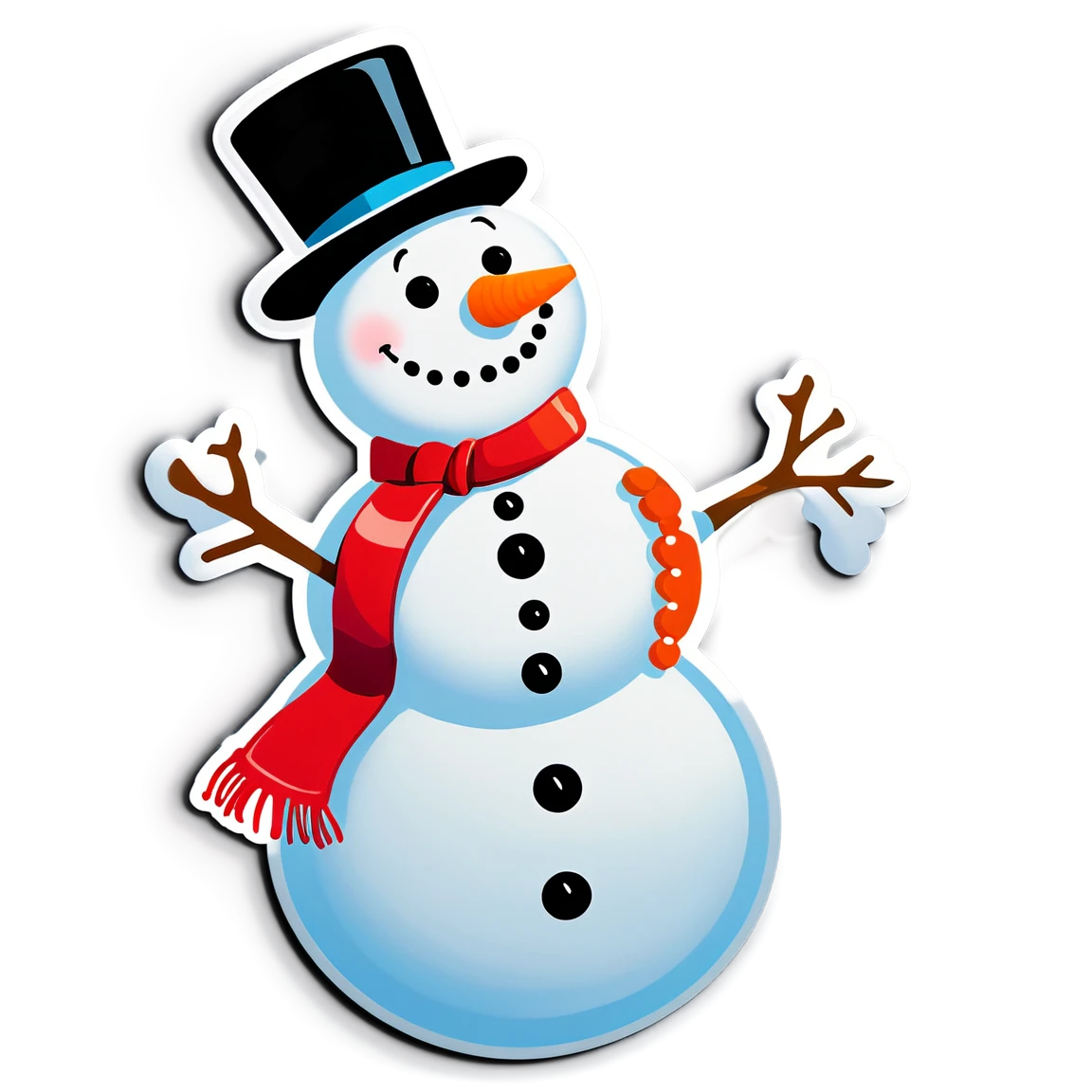 Snowman with button smile, snowman sticker