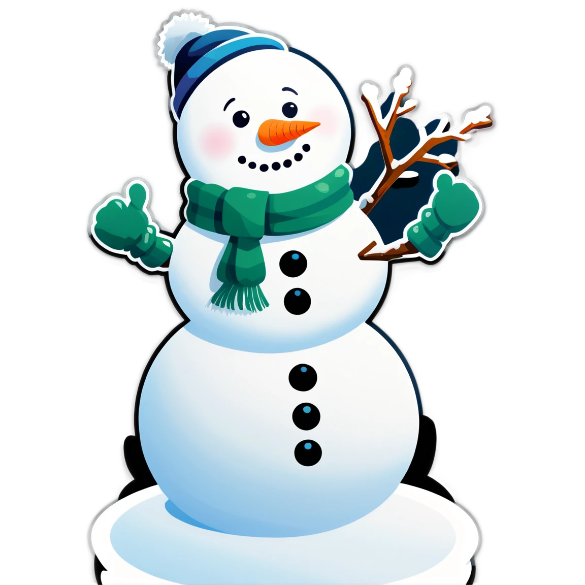 Snowman with twig arms, snowman sticker