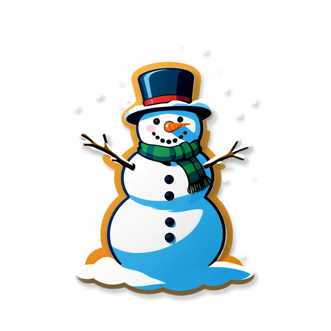 Snowman in the snow, snowman sticker