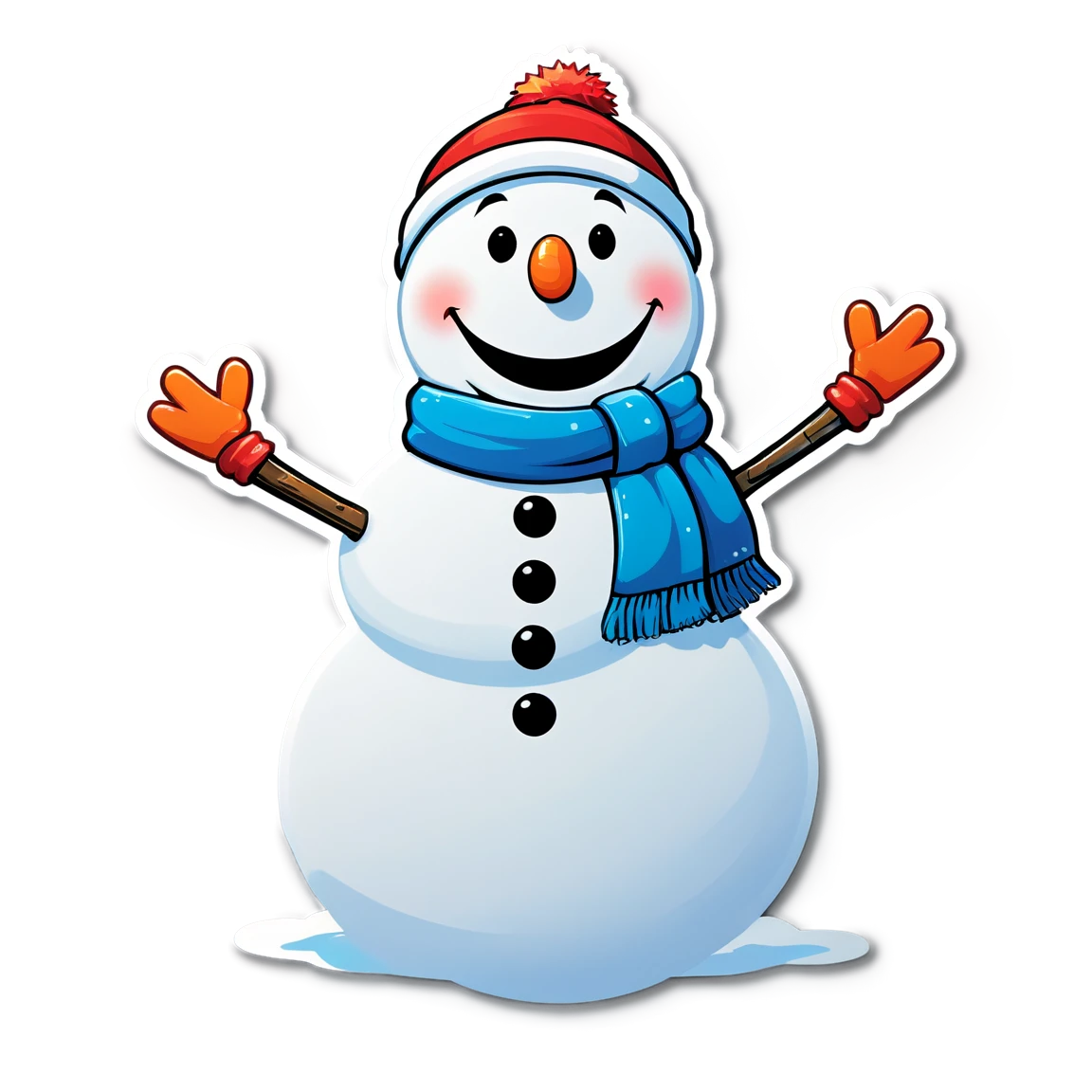 Snowman with big smile, snowman sticker