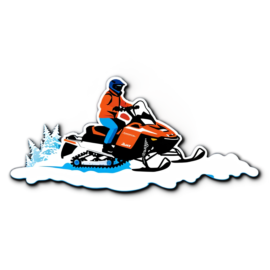 Snowmobile with trail, snowmobile sticker