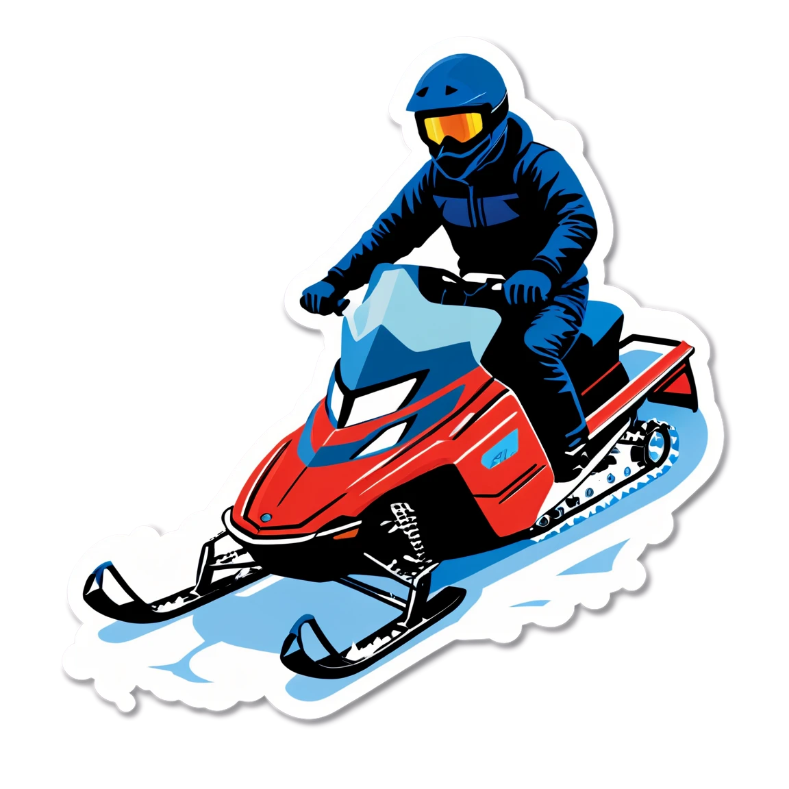 Snowmobile with rider, snowmobile sticker