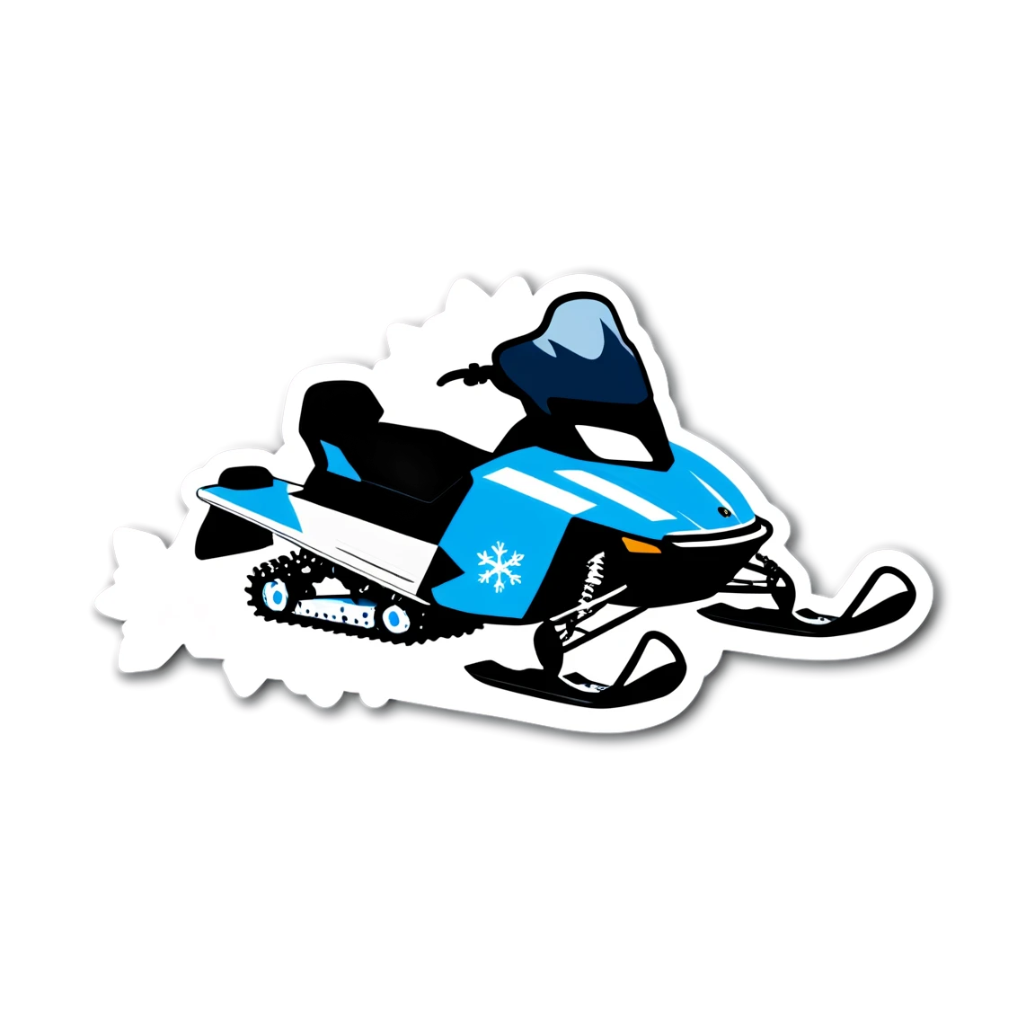 Snowmobile with snowflakes, snowmobile sticker