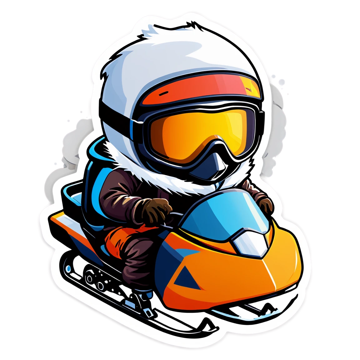 Snowmobile with goggles, snowmobile sticker