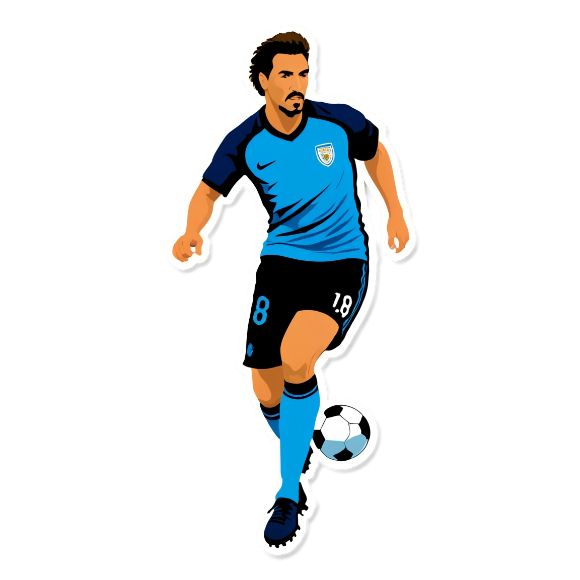 Soccer sticker with a famous player