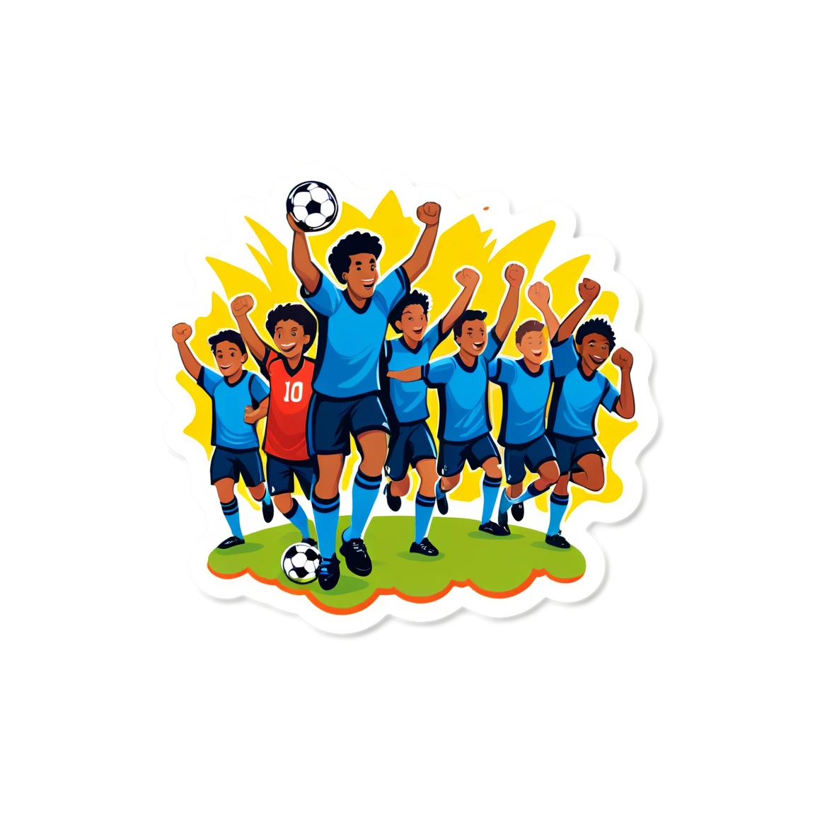 Soccer sticker with a cheering crowd