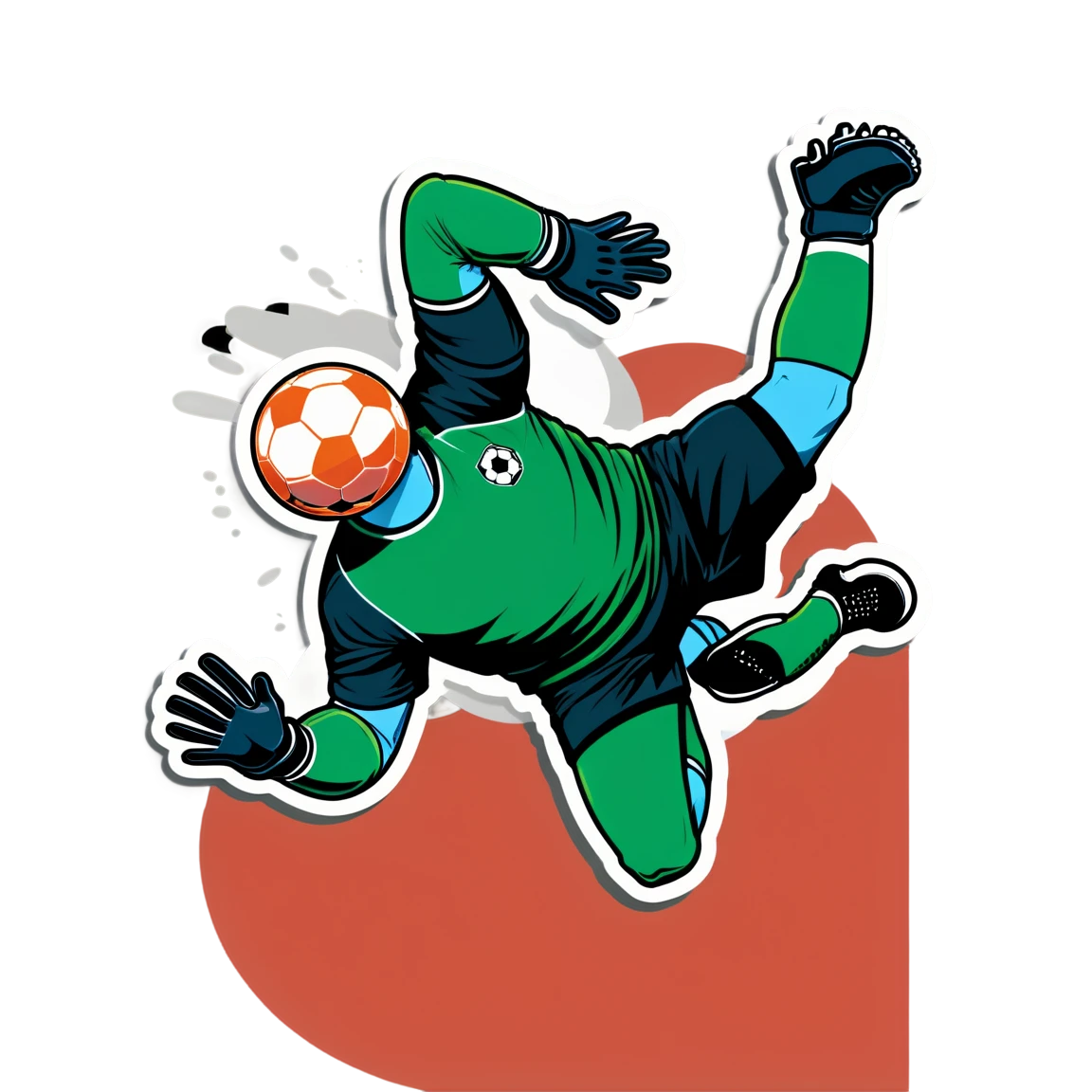 Soccer sticker of a goalkeeper diving