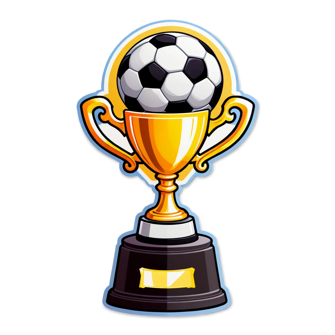 Soccer sticker with a trophy