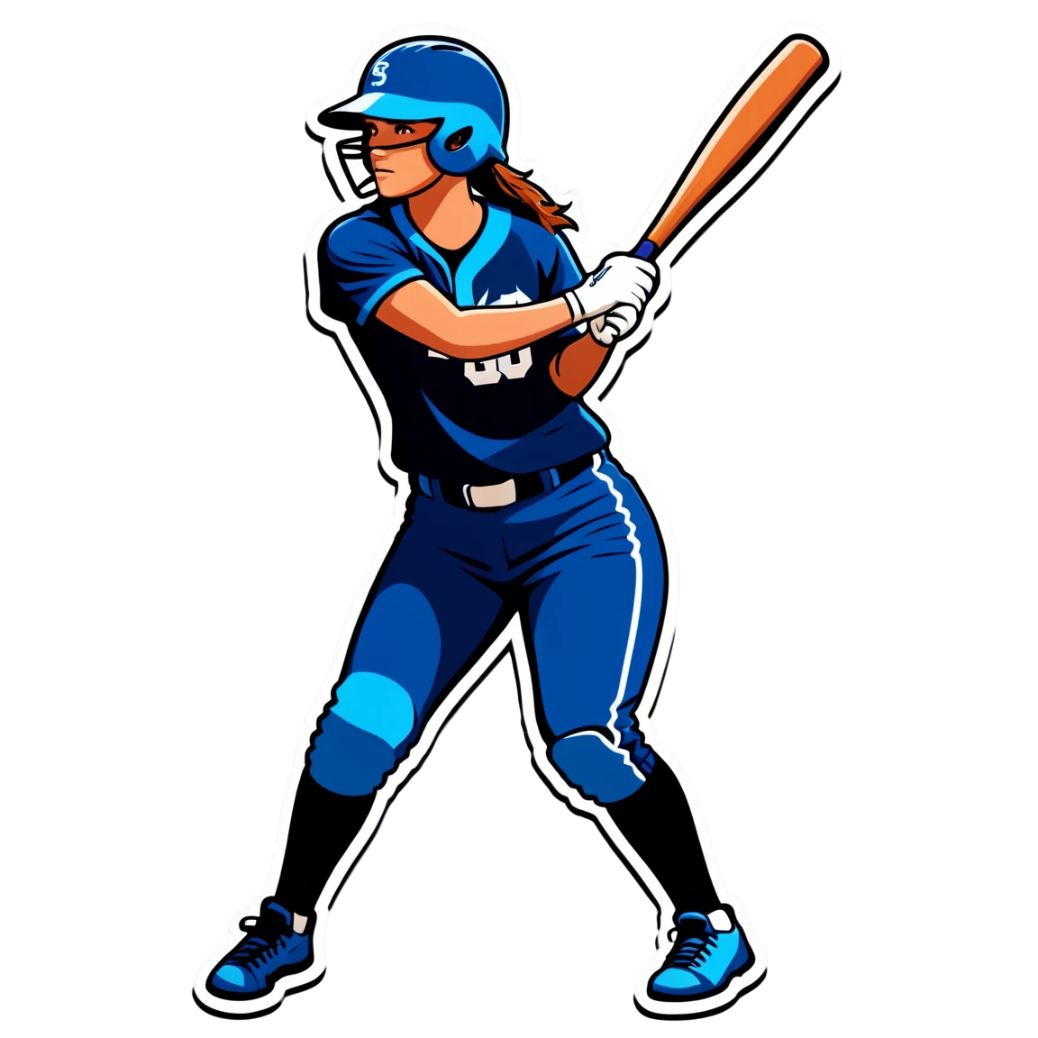 Softball player with a bat, sports sticker, Softball sticker