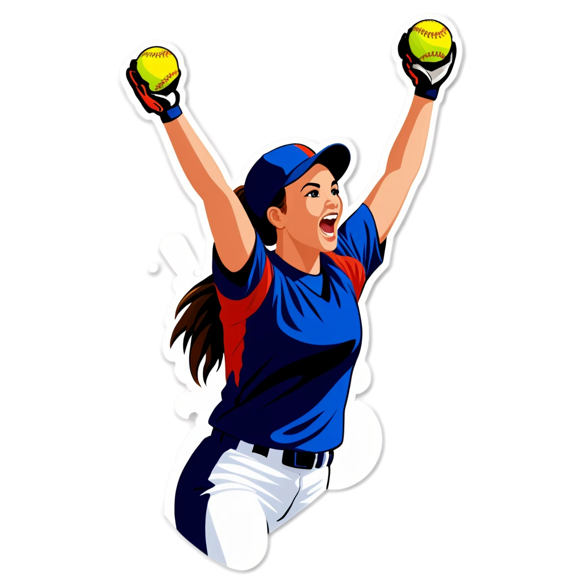 Softball player cheering, sports sticker, Softball sticker