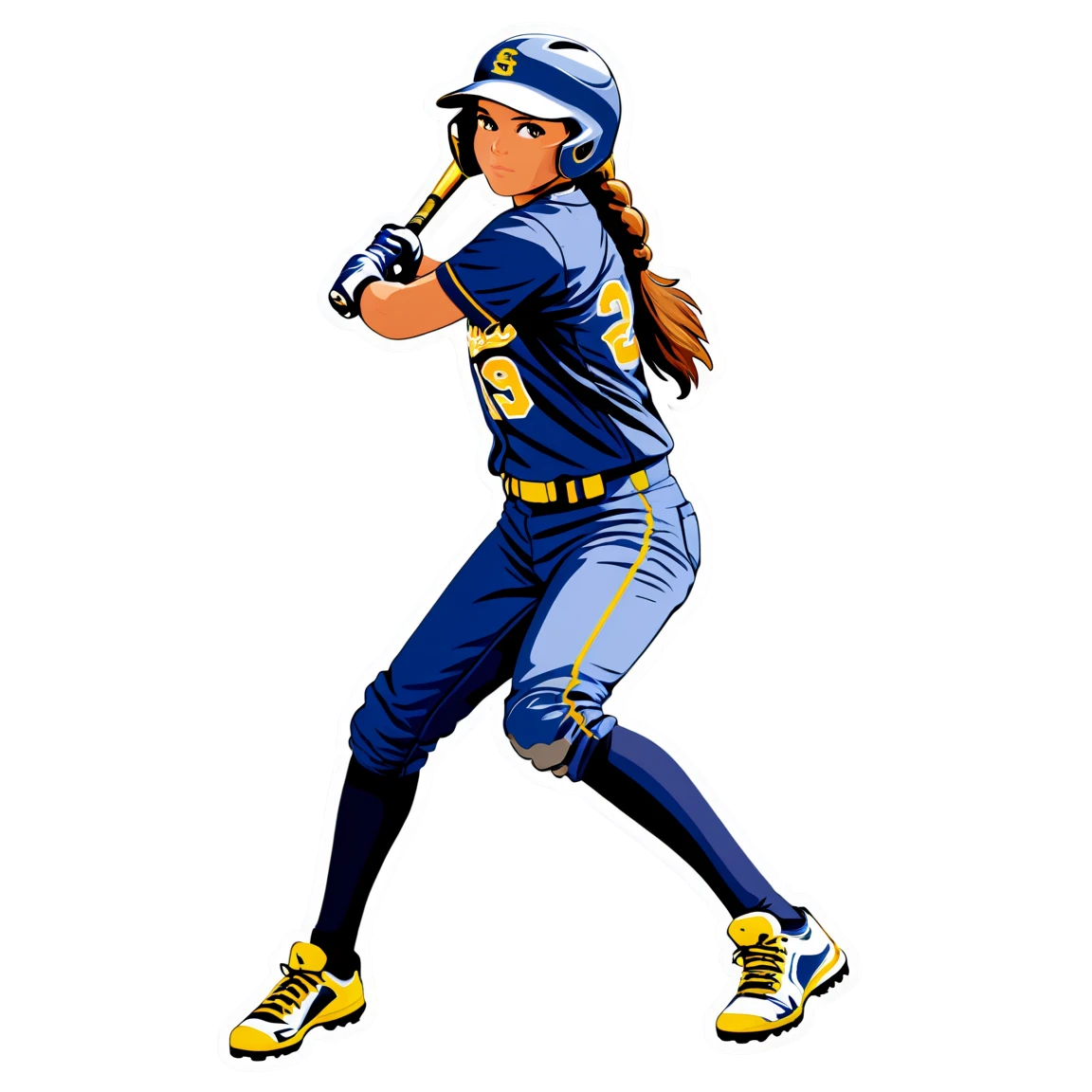 Softball player wearing a uniform, sports sticker, Softball sticker