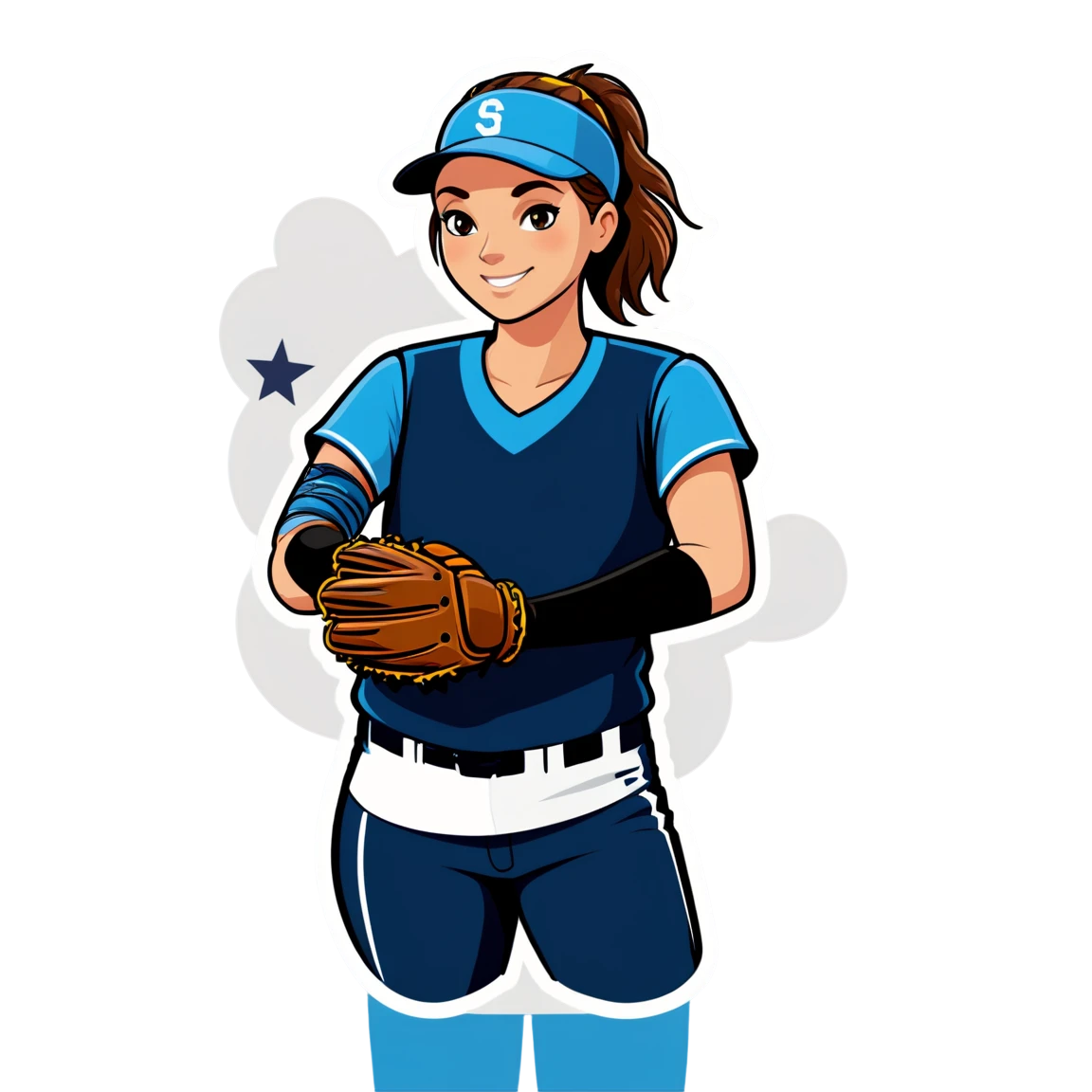 Softball player holding a glove, sports sticker, Softball sticker