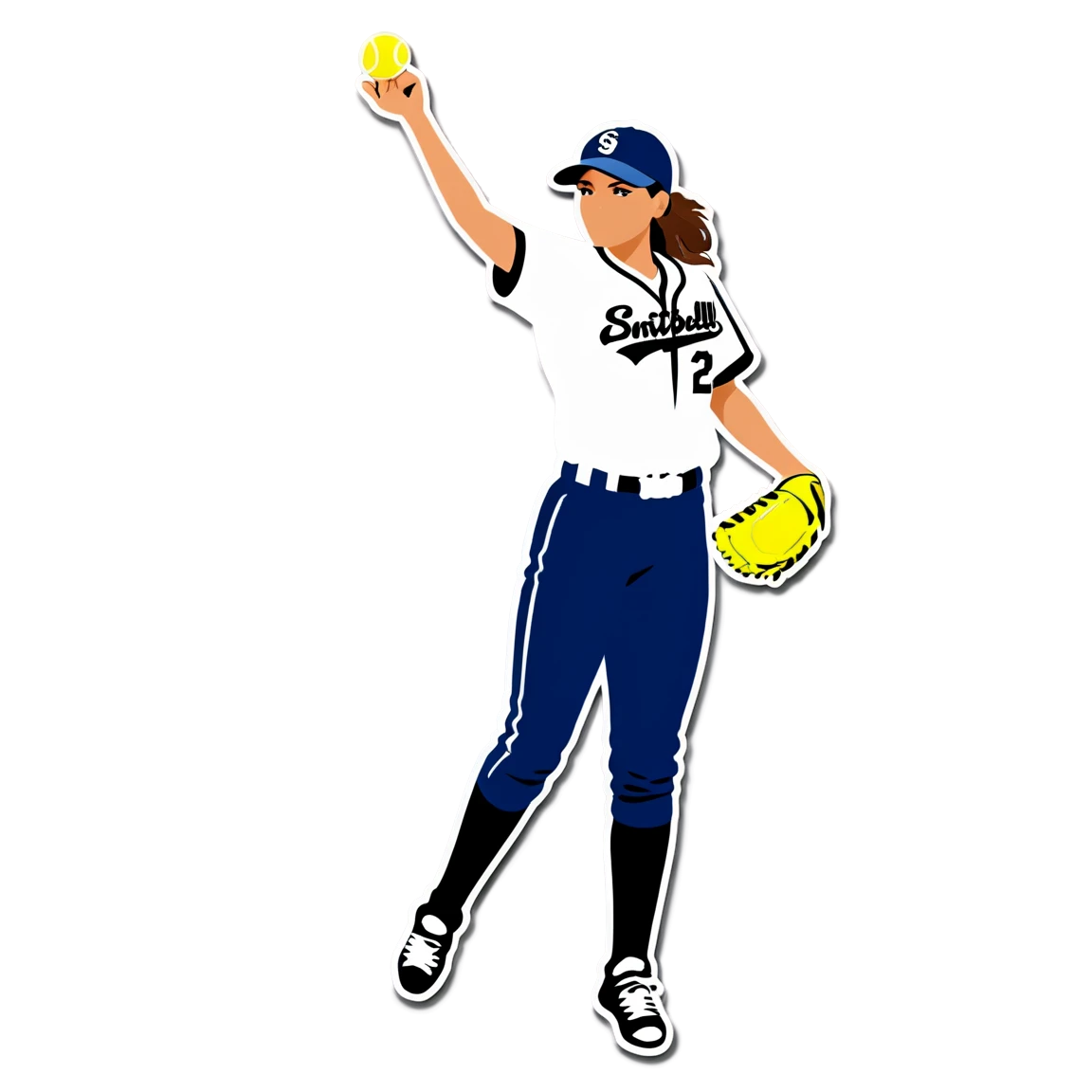 Softball player pitching, sports sticker, Softball sticker