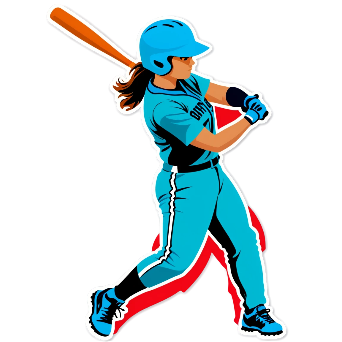 Softball player batting, sports sticker, Softball sticker