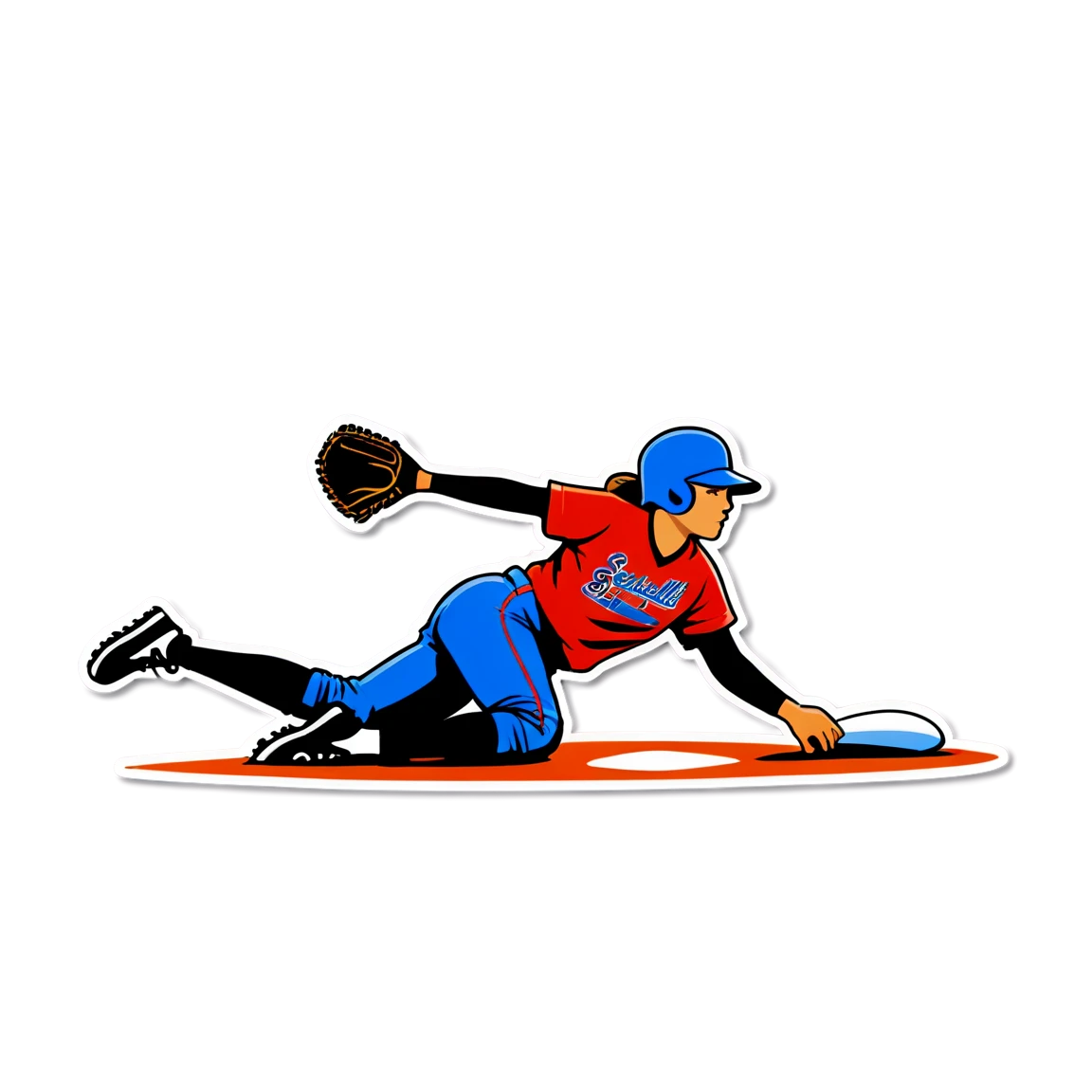 Softball player sliding into base, sports sticker, Softball sticker