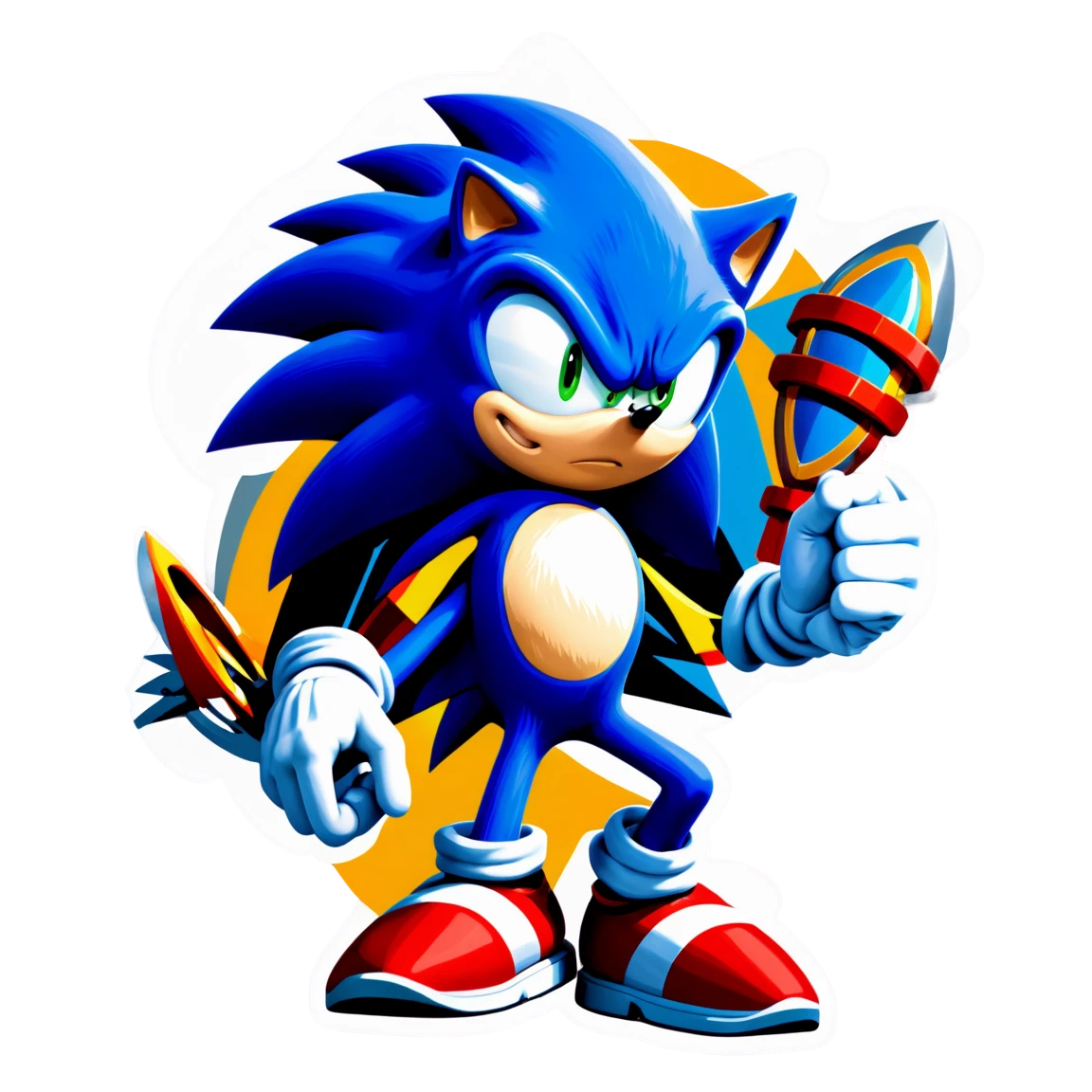 Sonic the Hedgehog fighting enemies, Sonic the Hedgehog sticker