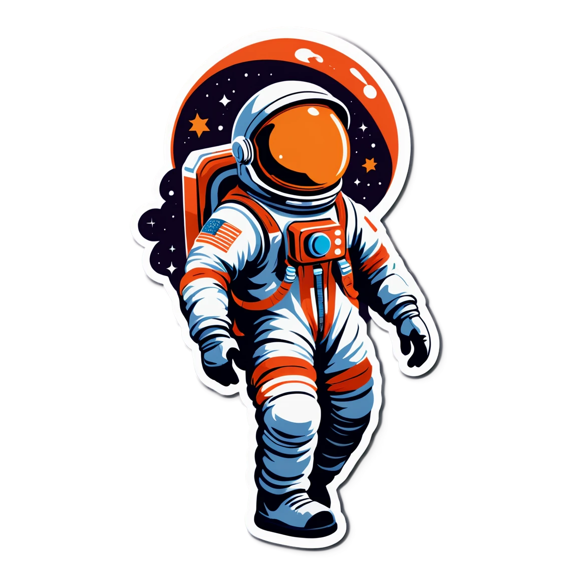 Space sticker with astronaut