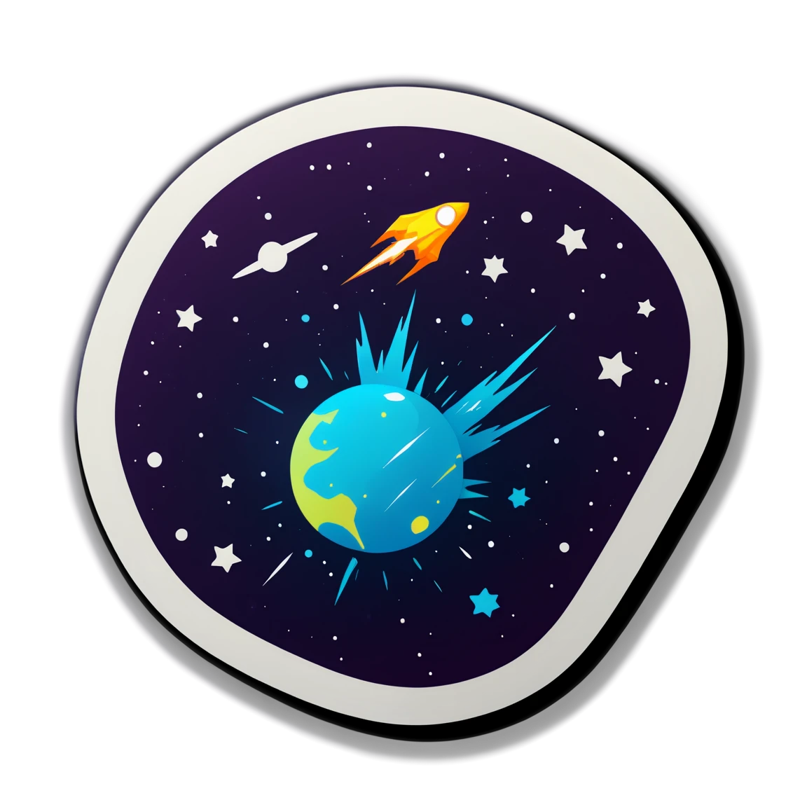 Space sticker with meteor