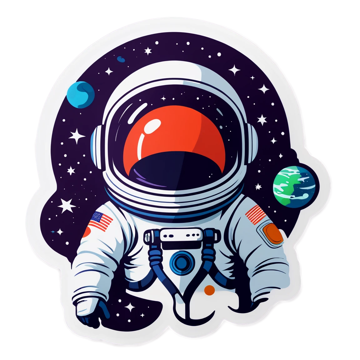 Space sticker with astronaut helmet