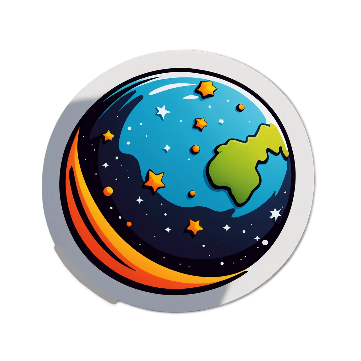 Space sticker with planet