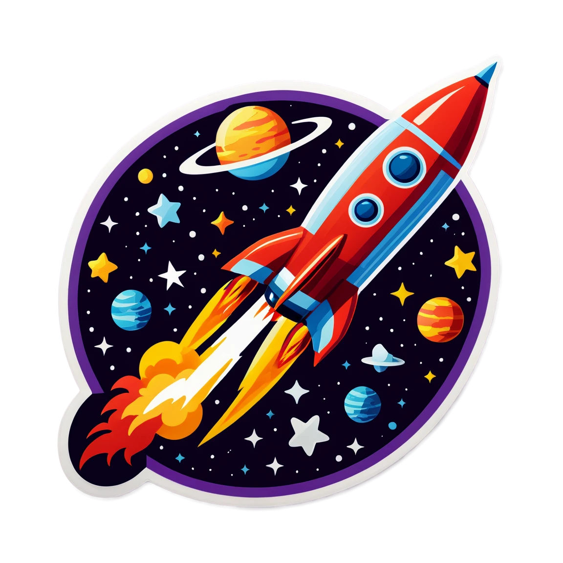 Space sticker with rocket