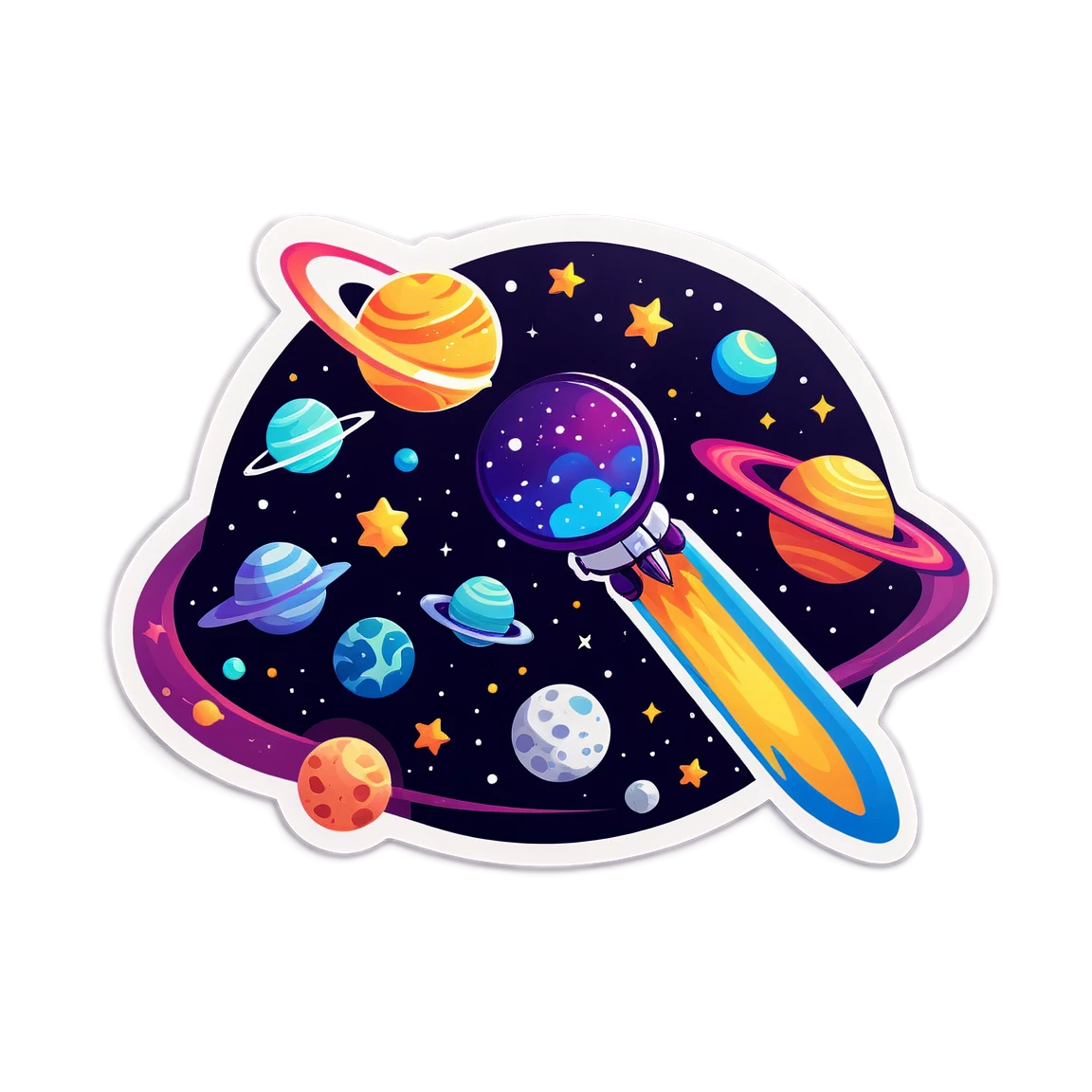 Space sticker with galaxy