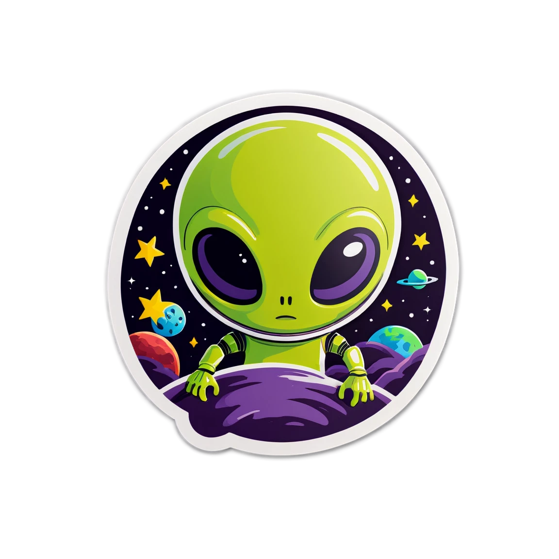 Space sticker with alien