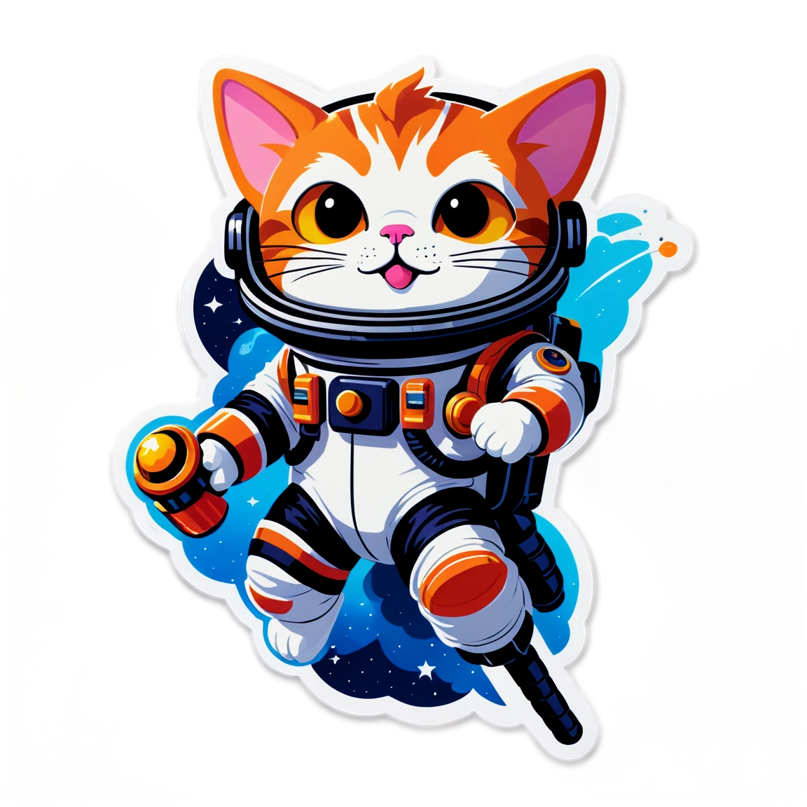 Astronaut cat, deep space art, space cat sticker