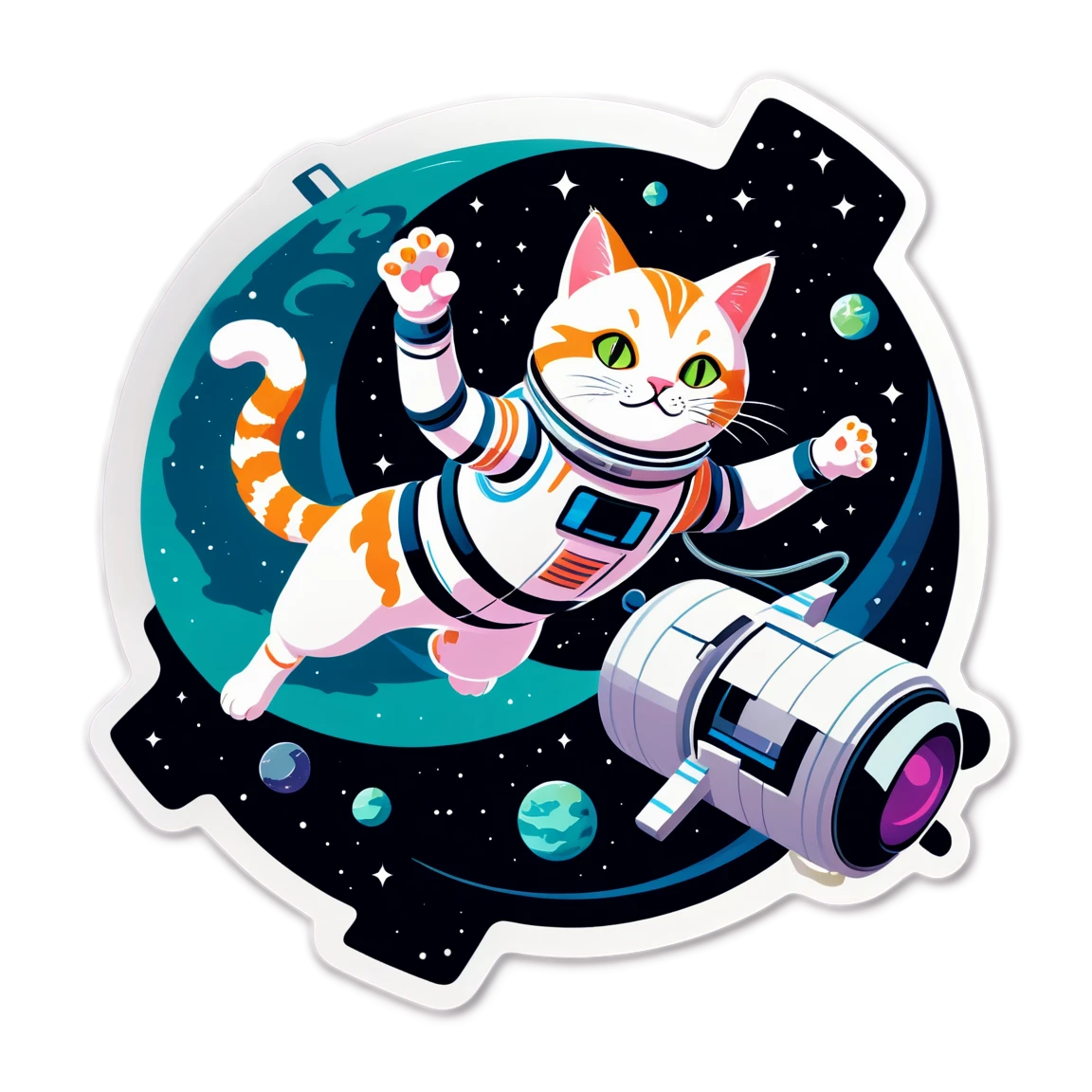 Astronaut cat, deep space art, space cat sticker