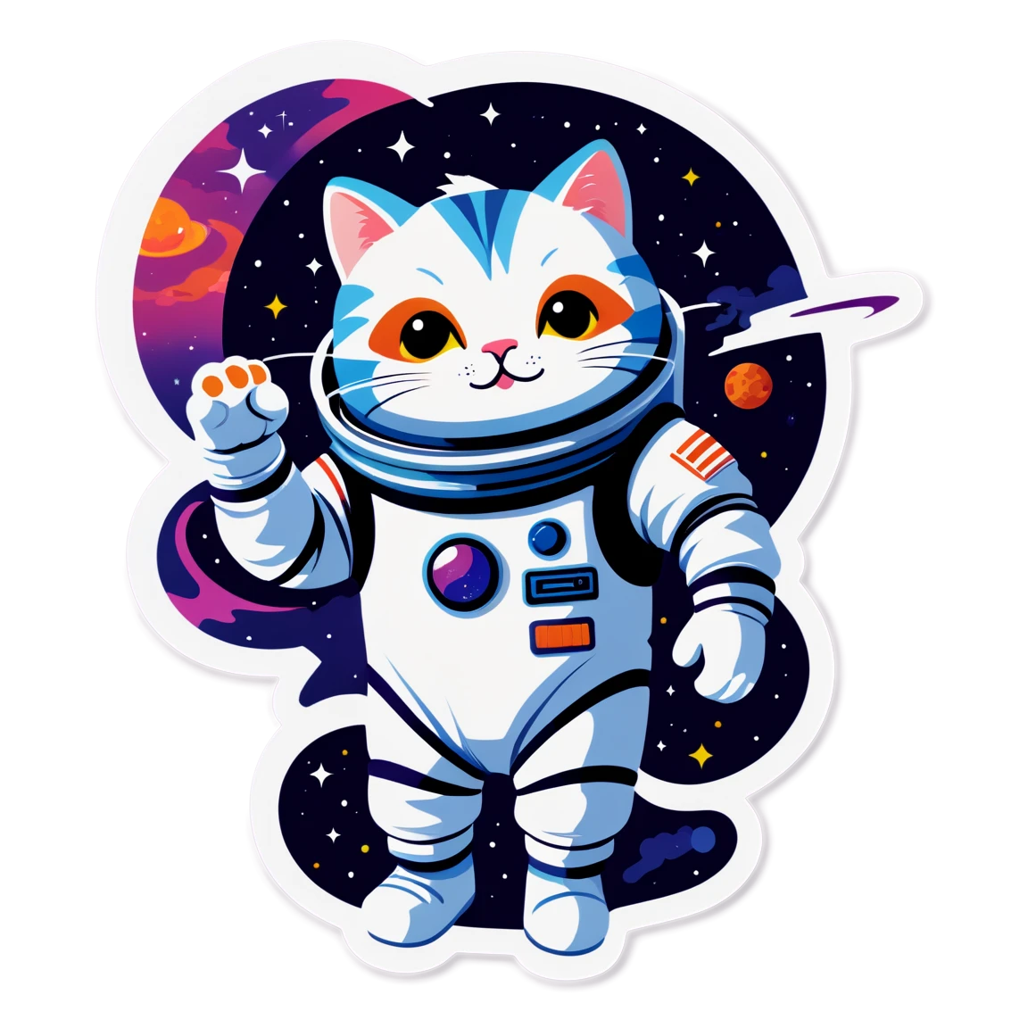 Astronaut cat, deep space art, space cat sticker