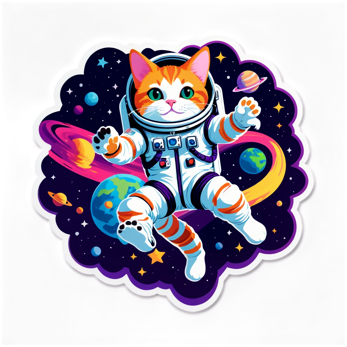 Astronaut cat, deep space art, space cat sticker