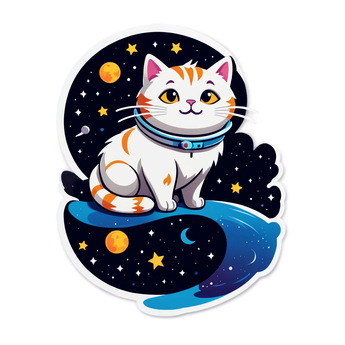 Astronaut cat, deep space art, space cat sticker