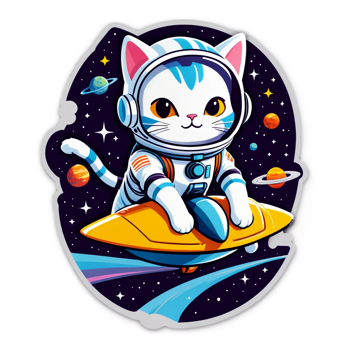 Astronaut cat, deep space art, space cat sticker