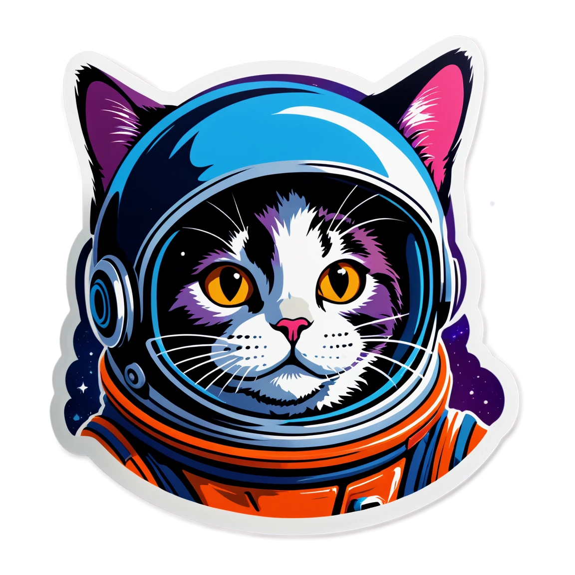 Astronaut cat, deep space art, space cat sticker