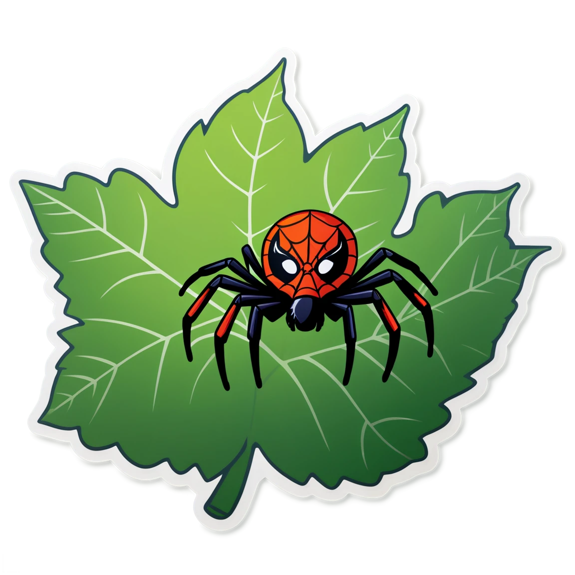 Spider on a leaf, spider sticker