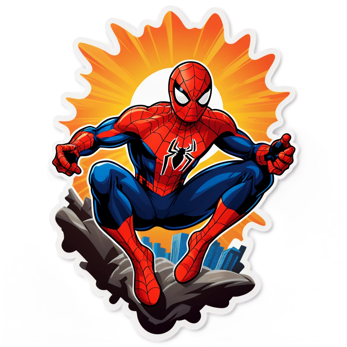 Spiderman at the sunset, spider-man sticker, Spiderman sticker