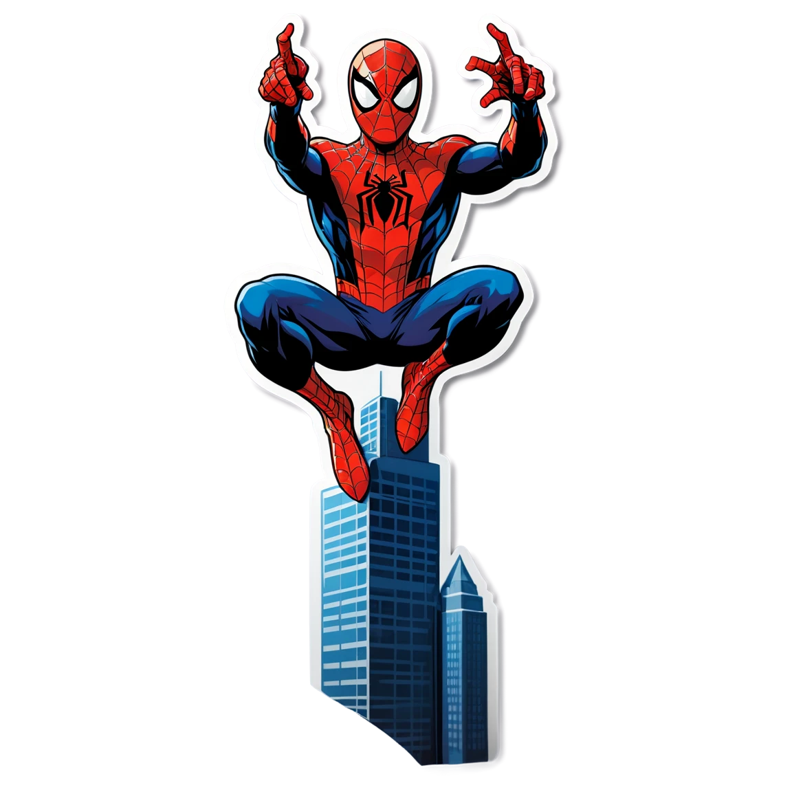 Spiderman jumping from building, spider-man sticker, Spiderman sticker