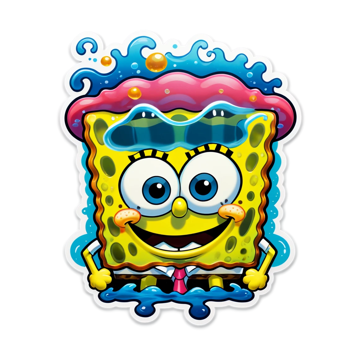 Spongebob sticker at jellyfish fields